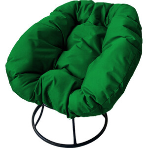 фото Кресло планета про пончик без ротанга черное, зелёная подушка