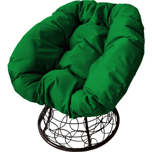 фото Кресло планета про пончик с ротангом черное, зелёная подушка