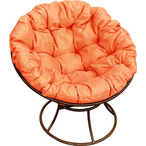 фото Кресло планета про папасан без ротанга коричневое, оранжевая подушка (12010207)
