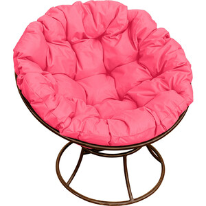 фото Кресло планета про папасан без ротанга коричневое, розовая подушка
