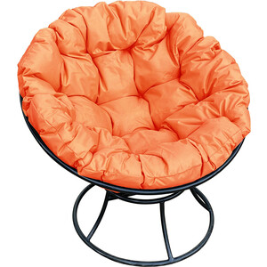 фото Кресло планета про папасан без ротанга черное, оранжевая подушка