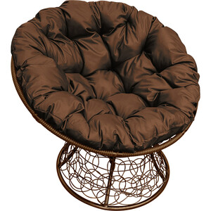 Кресло Планета про Папасан с ротангом коричневое, коричневая подушка (12020205)