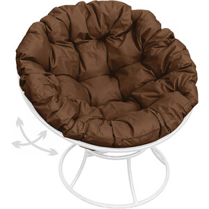 Кресло Планета про Папасан пружинка без ротанга белое, коричневая подушка (12040105)