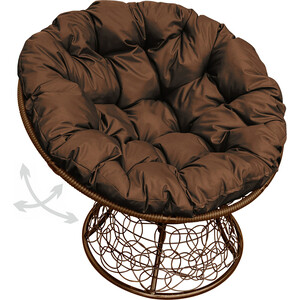 Кресло Планета про Папасан пружинка с ротангом коричневое, коричневая подушка (12050205)