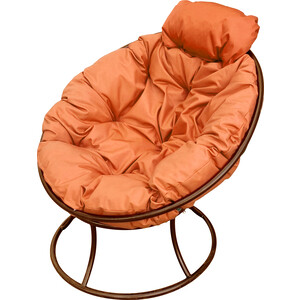 фото Кресло планета про папасан мини без ротанга коричневое, оранжевая подушка