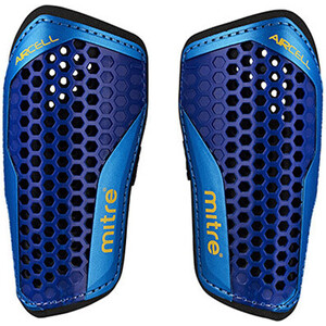 Щитки футбольные Mitre Aircell Carbon Slip арт. S70004BCY, р. S, без голеностопа, пластик, голубой-синий
