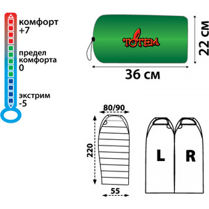 фото Спальный мешок totem hunter xxl правый, олива