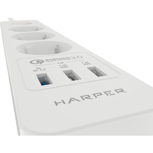 Сетевой фильтр HARPER UCH-410 White QC3.0 с USB зарядкой