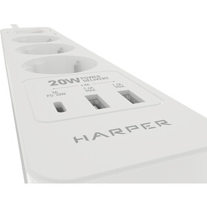 Сетевой фильтр HARPER UCH-430 White PD3.0 с USB зарядкой