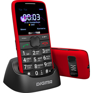 фото Мобильный телефон digma s220 linx 32mb красный моноблок 2sim 2.2'' 176x220 0.3mpix gsm900/1800 mp3 fm microsd max32gb