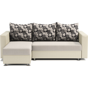 фото Угловой диван шарм-дизайн ария левый экокожа беж и ромб