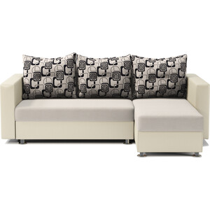 фото Угловой диван шарм-дизайн ария правый экокожа беж и ромб