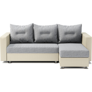 Угловой диван Шарм-Дизайн Ария правый экокожа беж и серый шенилл диван угловой мебелико комфорт эко кожа бело правый