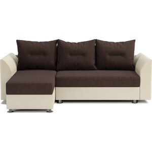 Угловой диван Шарм-Дизайн Ария Скала левый рогожка шоколад и экокожа беж диван кровать шарм дизайн уют 2 шоколад