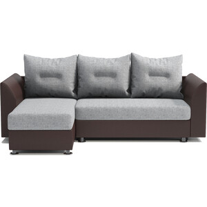 Угловой диван Шарм-Дизайн Ария Скала левый экокожа шоколад и серый шенилл диван угловой мебелико сенатор микровельвет фиолетовый левый