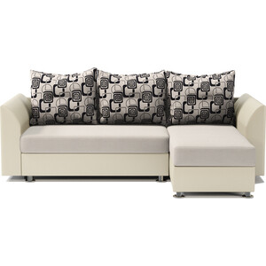 фото Угловой диван шарм-дизайн ария скала правый экокожа беж и ромб