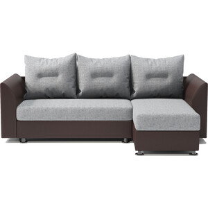 Угловой диван Шарм-Дизайн Ария Скала правый экокожа шоколад и серый шенилл диван угловой мебелико комфорт эко кожа бело правый