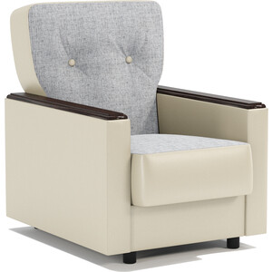 Кресло для отдыха Шарм-Дизайн Классика Д серый шенилл и экокожа беж