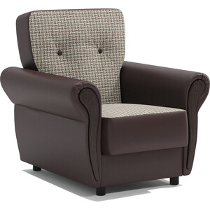 Кресло для отдыха Шарм-Дизайн Классика М Корфу беж и экокожа шоколад кресло для отдыха мебелик денди шпон ткань ультра шоколад каркас дуб шампань шпон