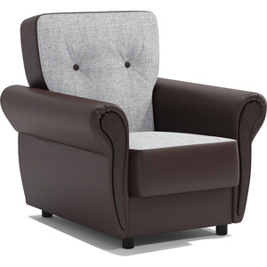 Кресло для отдыха Шарм-Дизайн Классика М серый шенилл и экокожа шоколад кресло для отдыха мебелик марго экокожа ева 1 каркас орех антик