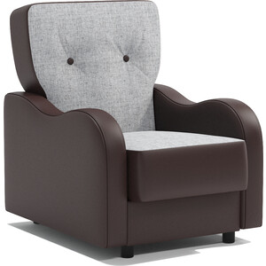 Кресло для отдыха Шарм-Дизайн Классика В серый шенилл и экокожа шоколад кресло для отдыха мебелик денди шпон ткань ультра шоколад каркас дуб шампань шпон