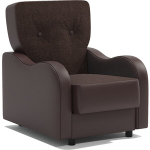 фото Шарм-дизайн кресло для отдыха классика в шоколадная рогожка и экокожа