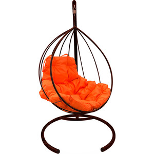 Подвесное кресло Планета про Капля без ротанга коричневое, оранжевая подушка (11010207) Капля без ротанга коричневое, оранжевая подушка (11010207) - фото 1