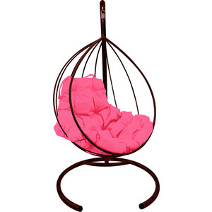 фото Подвесное кресло планета про капля без ротанга коричневое, розовая подушка (11010208)