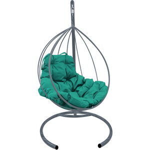 Подвесное кресло Планета про Капля без ротанга серое, зеленая подушка (11010304) Капля без ротанга серое, зеленая подушка (11010304) - фото 1