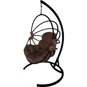 Подвесное кресло Планета про Веер без ротанга черное, коричневая подушка (11170405)
