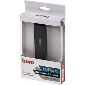 Разветвитель USB Buro BU-HUB4-0.5-U3.0 4порт. черный