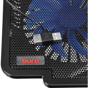 фото Подставка для ноутбука buro bu-lcp140-b214 14'' 335x265x22 мм 1xusb 2x 140 мм fan 480 г металлическая сетка/пластик черный