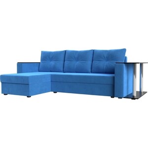 фото Угловой диван лига диванов атланта лайт велюр голубой левый угол (112494l)