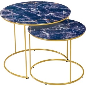 Набор кофейных столиков Bradex Tango темно-синий, ножки матовое золото, 2 шт (FR 0757) лента капроновая 15мм 25±1ярд 23м±1м спасибо тёмно синий тиснение золото ау