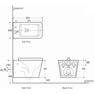 Унитаз подвесной безободковый Aquanet Tavr-W BW с сиденьем микролифт, черный матовый (287011)