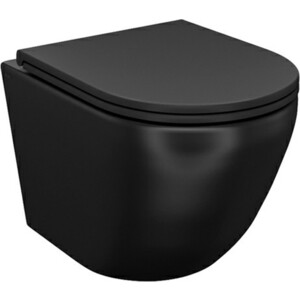 Унитаз подвесной безободковый IDDIS Blanco с сиденьем микролифт, черный матовый (BLAR3BMi25) унитаз подвесной безободковый iddis calipso с сиденьем микролифт матовый calr3bmi25