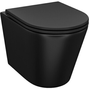 Унитаз подвесной безободковый IDDIS Calipso с сиденьем микролифт, черный матовый (CALR3BMi25) унитаз приставной безободковый iddis bild с сиденьем микролифт bilrdsei26