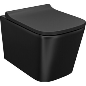 Унитаз подвесной безободковый IDDIS Bild с сиденьем микролифт, черный матовый (BILR2BMi25) смеситель для ванны iddis bild универсальный bilsb00i10wa