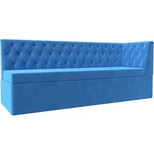 фото Кухонный диван лига диванов маркиз с углом велюр голубой правый угол (112825)