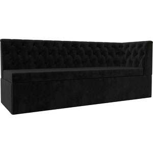 фото Кухонный диван лига диванов маркиз с углом велюр черный правый угол (112830)