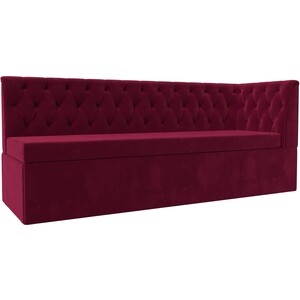 фото Кухонный диван лига диванов маркиз с углом микровельвет бордовый правый угол (112832)