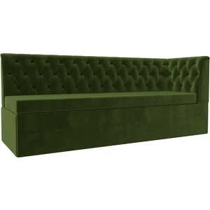 фото Кухонный диван лига диванов маркиз с углом микровельвет зеленый правый угол (112834)