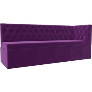 фото Кухонный диван лига диванов маркиз с углом микровельвет фиолетовый правый угол (112838)