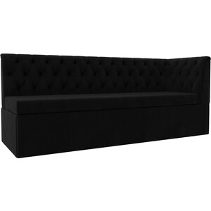 фото Кухонный диван лига диванов маркиз с углом микровельвет черный правый угол (112839)
