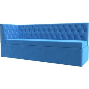 фото Кухонный диван лига диванов маркиз с углом велюр голубой левый угол (112825l)