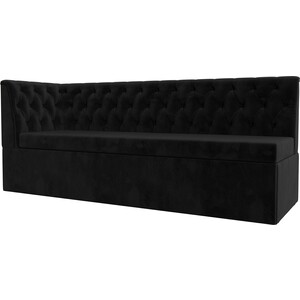 фото Кухонный диван лига диванов маркиз с углом велюр черный левый угол (112830l)