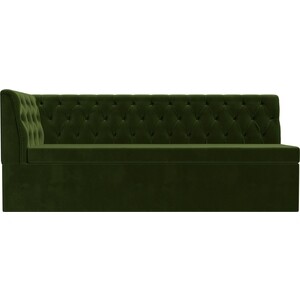 Кухонный диван Лига Диванов Маркиз с углом микровельвет зеленый левый угол (112834L)