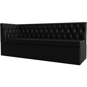 фото Кухонный диван лига диванов маркиз с углом экокожа черный левый угол (112848l)