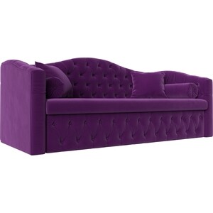 фото Прямой диван лига диванов мечта микровельвет фиолетовый (112864)