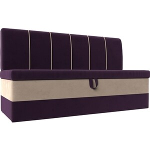 фото Кухонный диван лига диванов энигма велюр фиолетовый\бежевый (112887)
